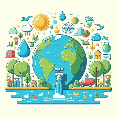 Ecology concept, save the planet, save the water, vector illustrationのイラスト素材
