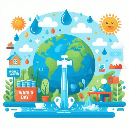 World water day concept. Vector illustration in flat cartoon style. World water day concept.のイラスト素材