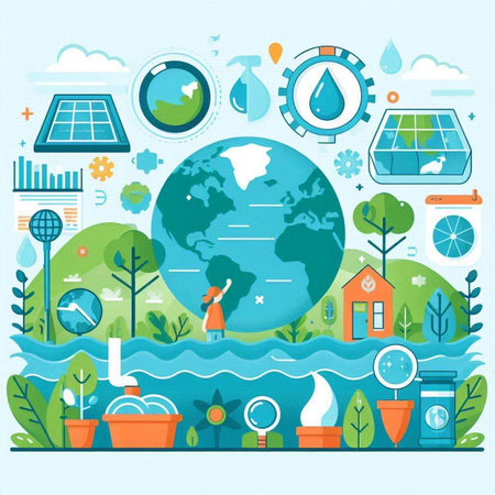Ecology concept. Save the planet. Vector illustration in flat styleのイラスト素材