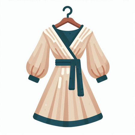 Womens bathrobe on a hanger, vector illustration.のイラスト素材