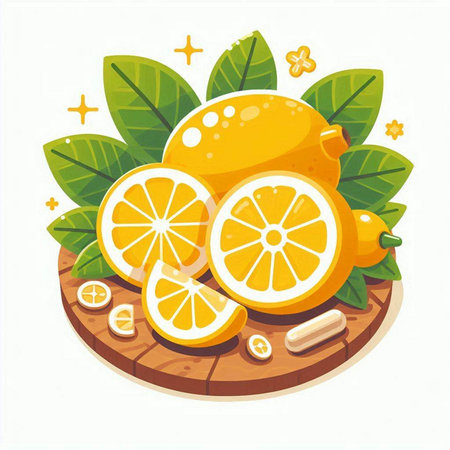 Lemons and lemons on a white background. Vector illustration.のイラスト素材