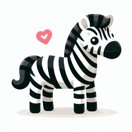 Zebra with heart isolated on a white background. Vector illustration.のイラスト素材
