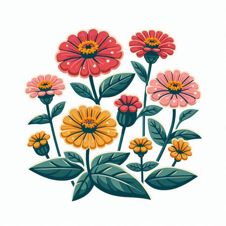 Zinnia flower isolated on white background. Vector illustration. Eps 10.のイラスト素材