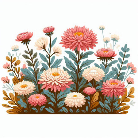 Floral background with chrysanthemums. Vector illustration.のイラスト素材