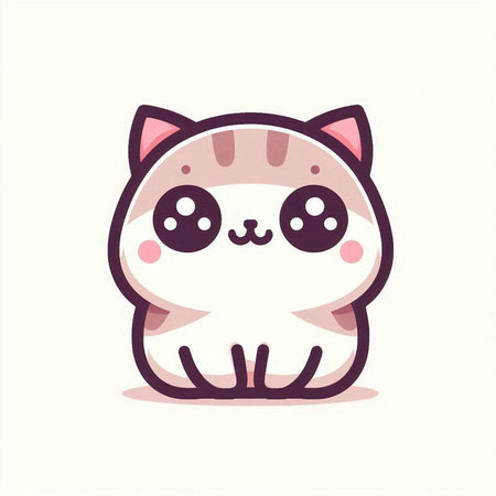 Cute kawaii cat. Cute cartoon kawaii character. Vector illustration.のイラスト素材
