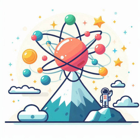 Astronomy and science concept. Vector illustration in flat style.のイラスト素材
