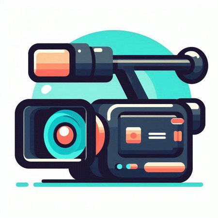 Vector illustration of video camera on white background. Flat style design.のイラスト素材