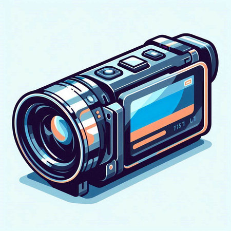 Vector illustration of a modern digital camera isolated on a white background.のイラスト素材