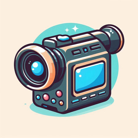 Cartoon camera icon. Vector illustration of a video camera icon.のイラスト素材