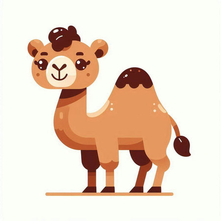 Cute camel. Vector illustration in flat cartoon style on white background.のイラスト素材