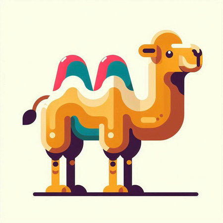 Camel vector illustration. Cute camel with ice cream in flat style.のイラスト素材