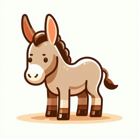 Donkey isolated on white background. Vector illustration in cartoon style.のイラスト素材