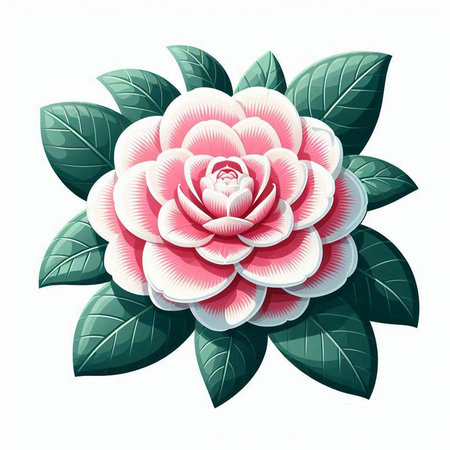 Camellia flower isolated on white background. Vector illustration.のイラスト素材