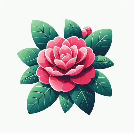 Camellia flower isolated on white background. Vector illustration.のイラスト素材