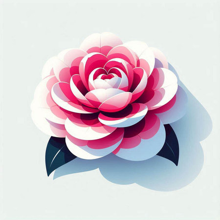 Beautiful red and white camellia flower. Vector illustration.のイラスト素材