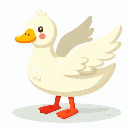 Illustration of a white duck on a white background. Vector illustrationのイラスト素材