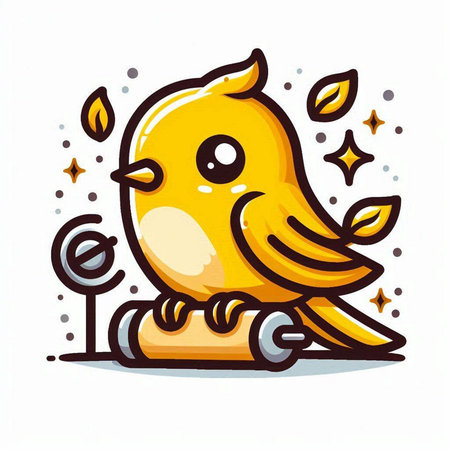 Cute cartoon bird sitting on a chimney. Vector illustration.のイラスト素材