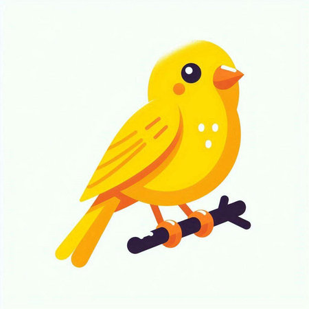 Cute yellow bird isolated on white background. Cartoon vector illustration.のイラスト素材
