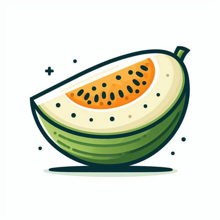 Melon fruit icon. Isolated on white background. Vector illustration.のイラスト素材