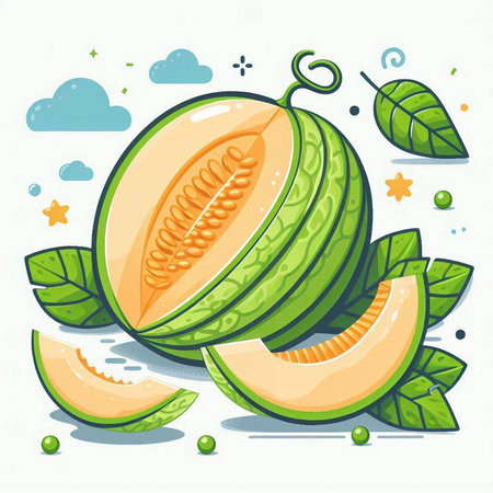 Cute kawaii watermelon fruit character. Vector illustration.のイラスト素材
