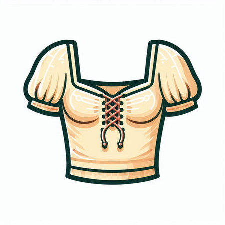 Colored vector illustration of a vintage blouse on a white backgroundのイラスト素材