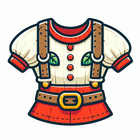 Illustration of a traditional Bavarian costume on a white background.のイラスト素材