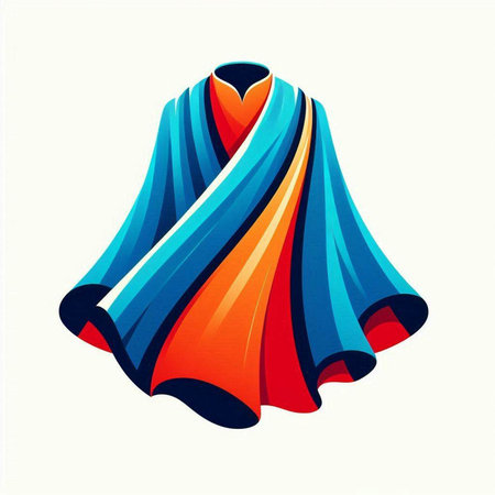 Blue and orange superhero cloak isolated on white background. Vector illustration.のイラスト素材