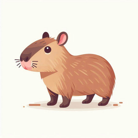 Cute cartoon beaver. Vector illustration of a cute rodent.のイラスト素材