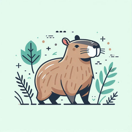 Cute cartoon hamster isolated on white background. Vector illustration.のイラスト素材