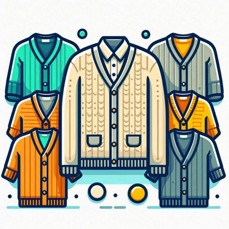Color vector illustration of men's clothing. Men's clothing set.のイラスト素材