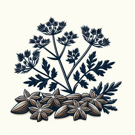 Aromatic herbs and spices in engraving style. Vector illustration.のイラスト素材