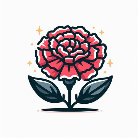 Cute peony flower. Hand drawn vector illustration. Doodle style.のイラスト素材