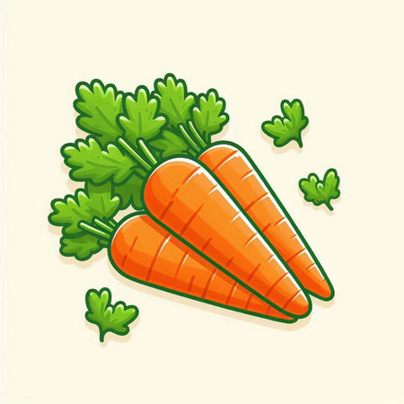 Carrot vegetable vector illustration. Fresh organic carrot with green leaves.のイラスト素材