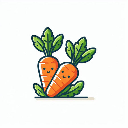 Carrot with green leaves. Vector illustration in doodle style.のイラスト素材