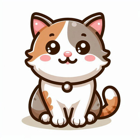 Cute cat isolated on white background. Vector illustration. Cartoon style.のイラスト素材