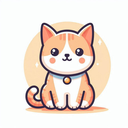 Cute cartoon cat character. Vector illustration in a flat style.のイラスト素材