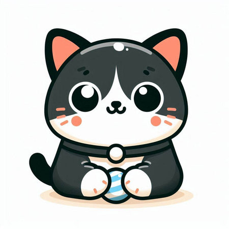 Cute kawaii dog with big eyes, vector illustration.のイラスト素材