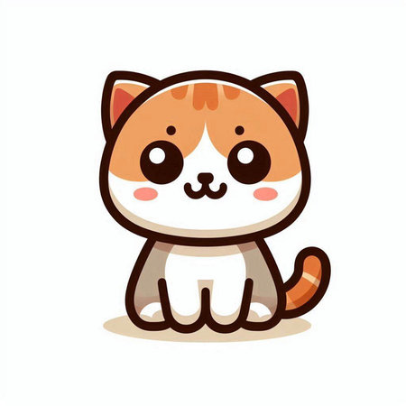 Cute cartoon cat. Vector illustration isolated on a white background.のイラスト素材