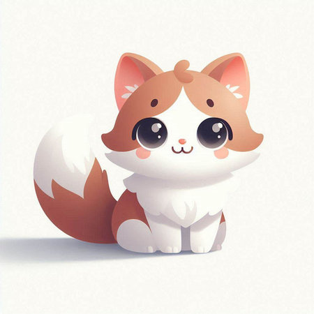 Illustration of a Cute Fox on a White Background - Vectorのイラスト素材