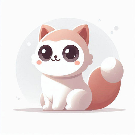 Cute cartoon cat sitting on a white background. Vector illustration.のイラスト素材