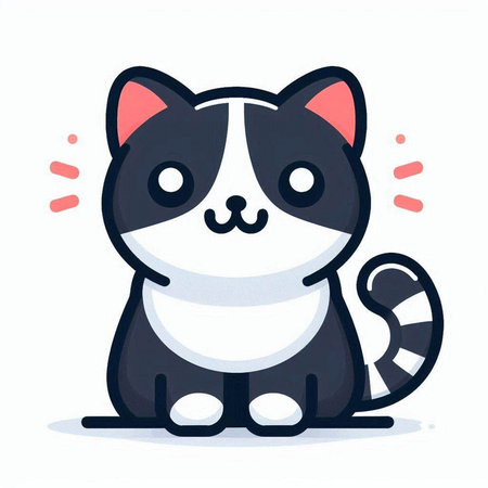 Cute cartoon cat on a white background. Vector illustration in a flat style.のイラスト素材