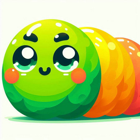Vector illustration of a funny kawaii green ball with eyes.のイラスト素材