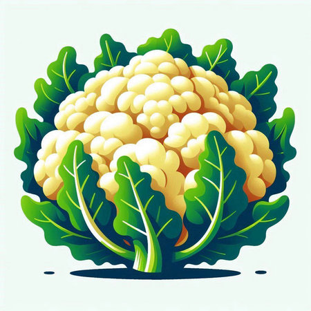 Cauliflower on a green background. Vector illustration of cauliflower.のイラスト素材