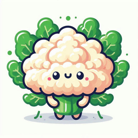 Cute cauliflower character. Cute cauliflower vector illustration.のイラスト素材