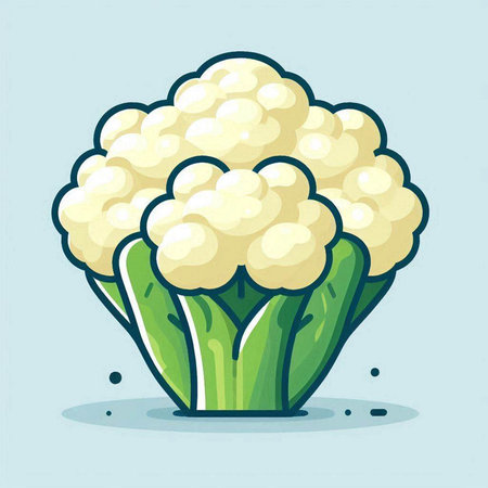 Cauliflower vector illustration. Cauliflower isolated on blue background.のイラスト素材