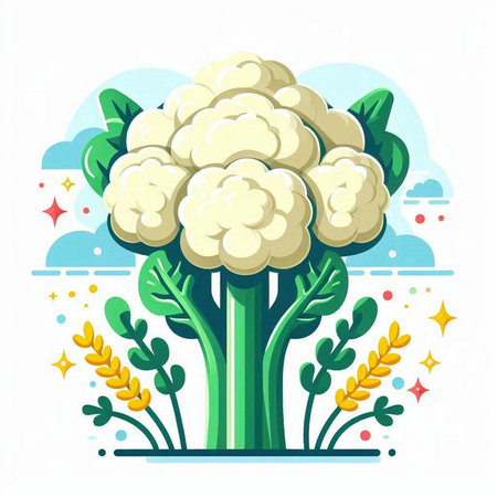 Cauliflower in flat style. Vector illustration on white background.のイラスト素材