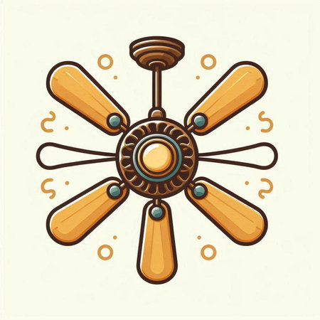 Ceiling fan isolated on a white background. Vector illustration.のイラスト素材