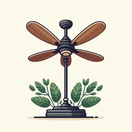 Vintage electric fan isolated on a white background. Vector illustration.のイラスト素材