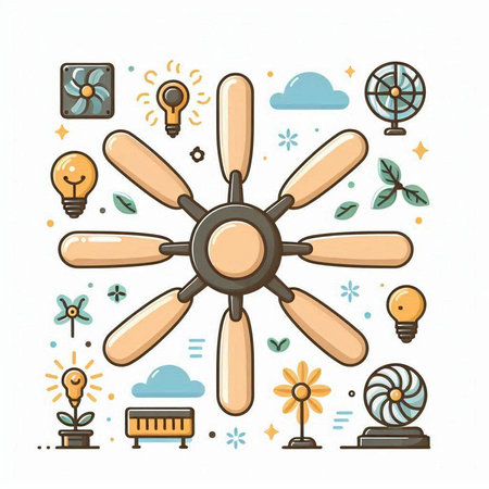 Vintage windmill, propeller, fan, propeller, fan. Vector illustrationのイラスト素材