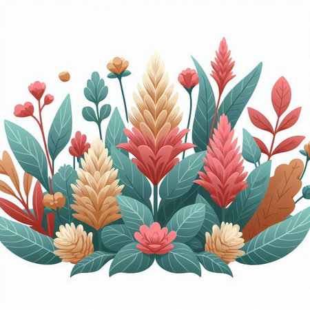 Floral background with flowers and leaves. Decorative vector illustration.のイラスト素材